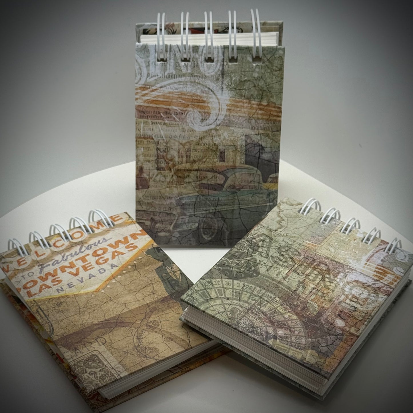 Handmade Watercolour Sketchbook a7 wire bound - Pastel Vintage Vegas Baby!