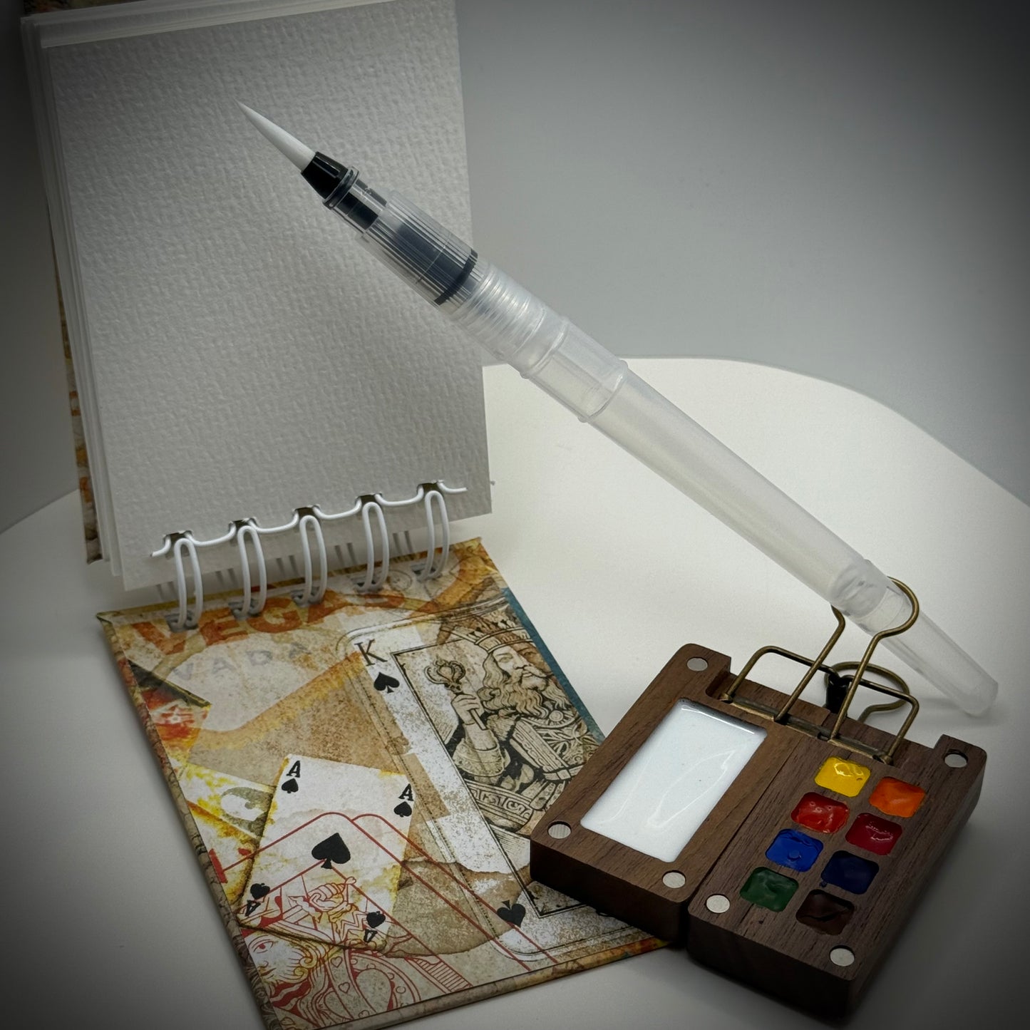 Handmade Watercolour Sketchbook a7 wire bound - Pastel Vintage Vegas Baby!