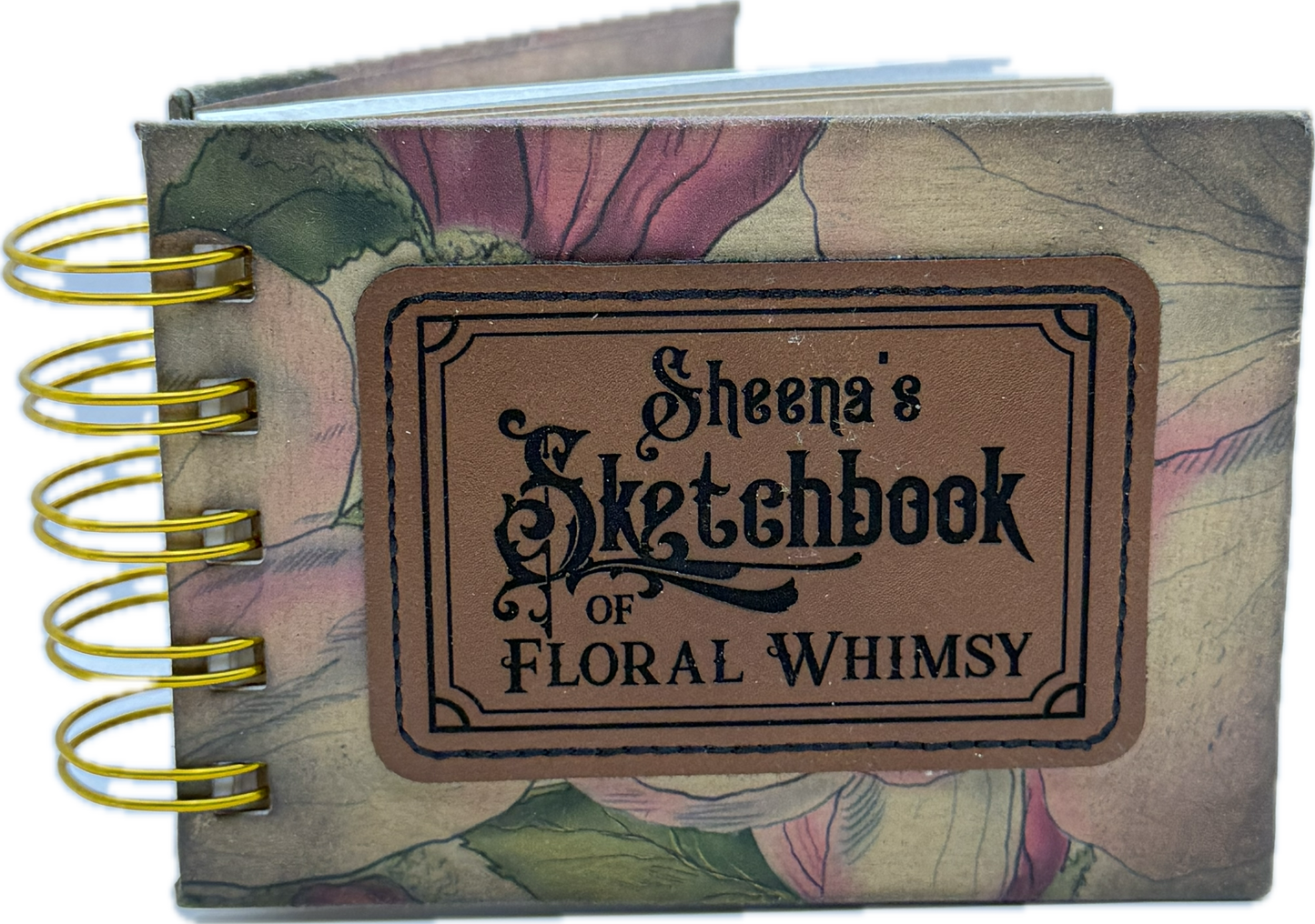 Sketchbook of Floral - a7 personalised shadow printed mixed media sketchbook