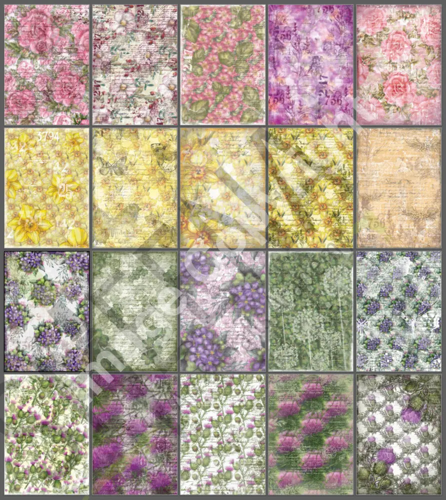 Bold Floral Britannia Digi Backing Papers – 20 Bright and Beautiful Designs