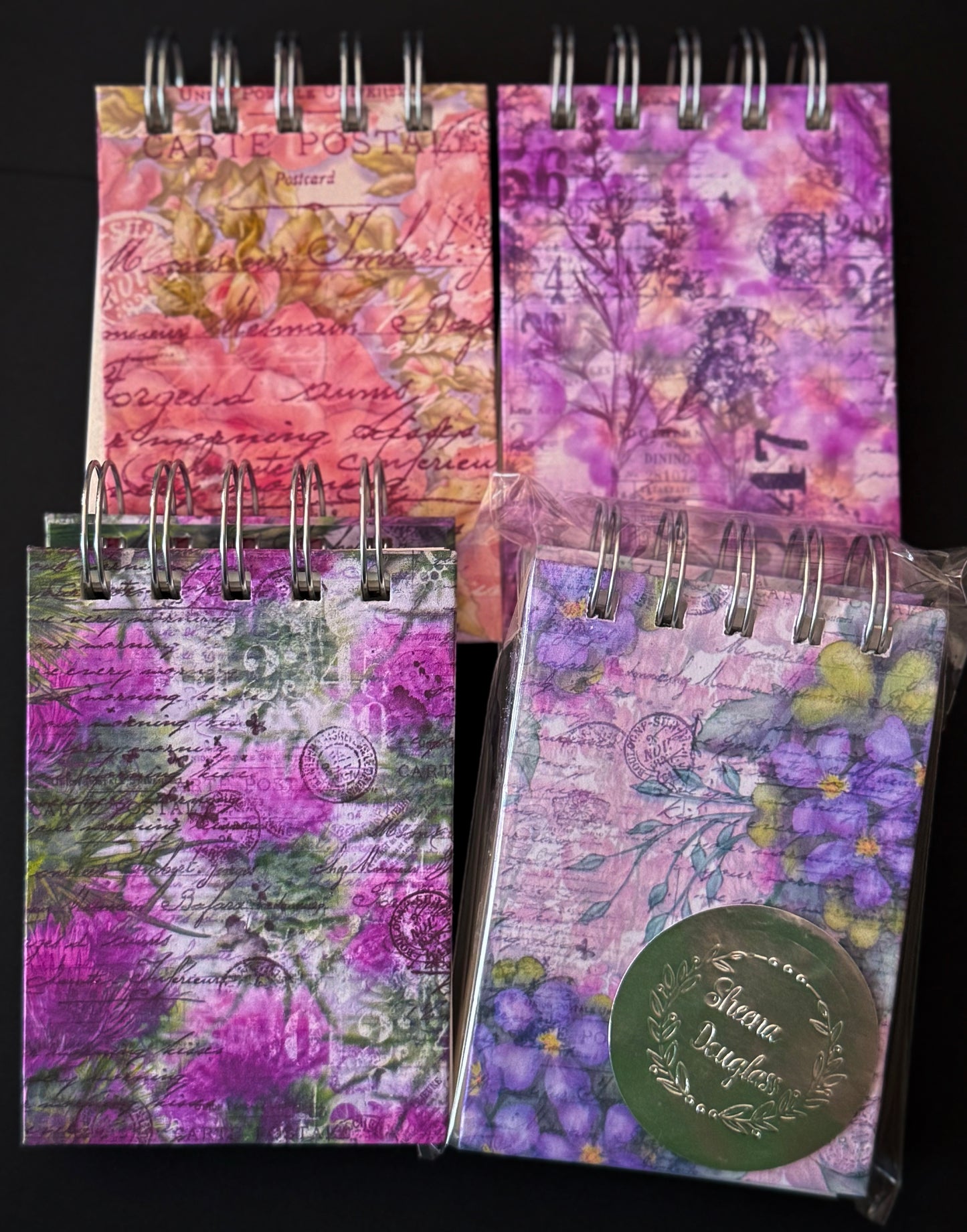 Handmade a7 Cotton Watercolour Sketchbook by Sheena - Bold Florals