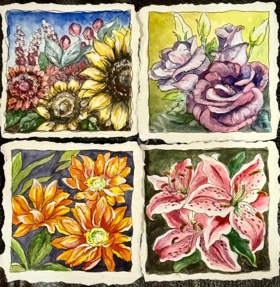 Florals 1 Mini Blueprints to paint Printed Watercolour Card