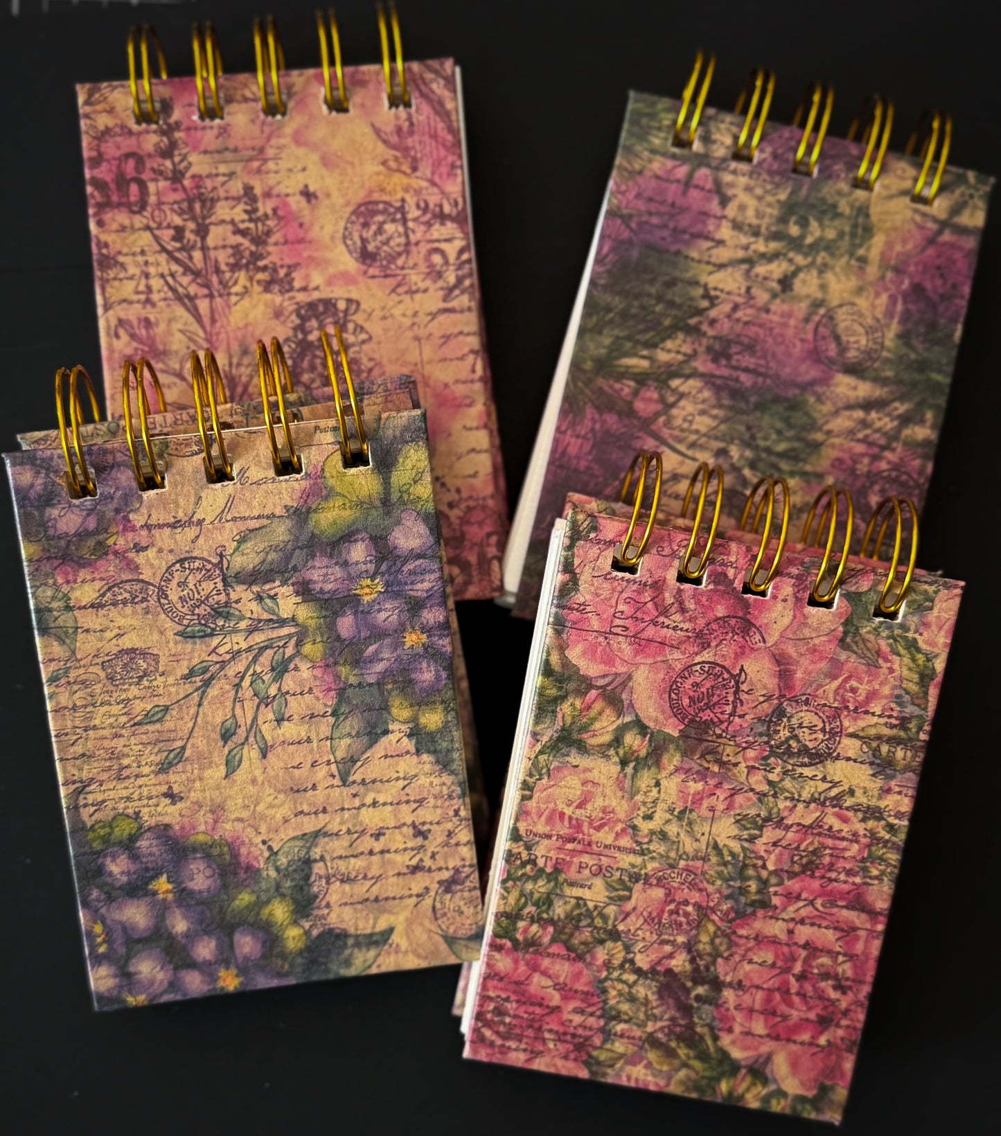 Handmade a7 Cotton Watercolour Sketchbook by Sheena - Bold Florals