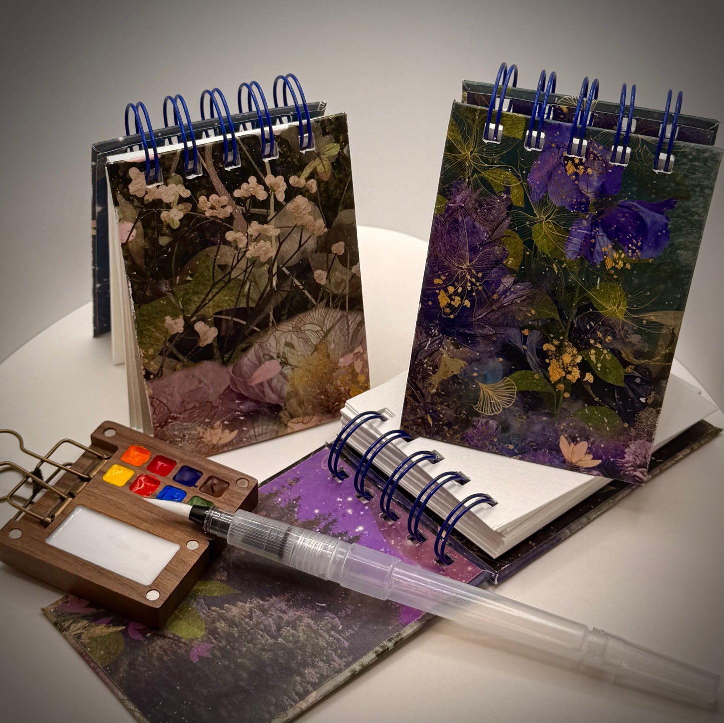 Handmade Watercolour Sketchbook a7 wire bound - Floral Bella Luna