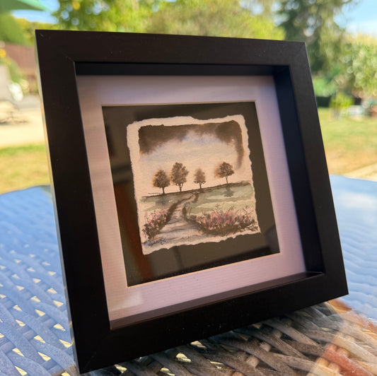 Hand-Painted Mini Originals by Sheena - Draw the Line Tree Scene