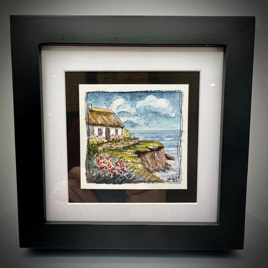 Hand-Painted Mini Originals by Sheena - Cottage on Coastline