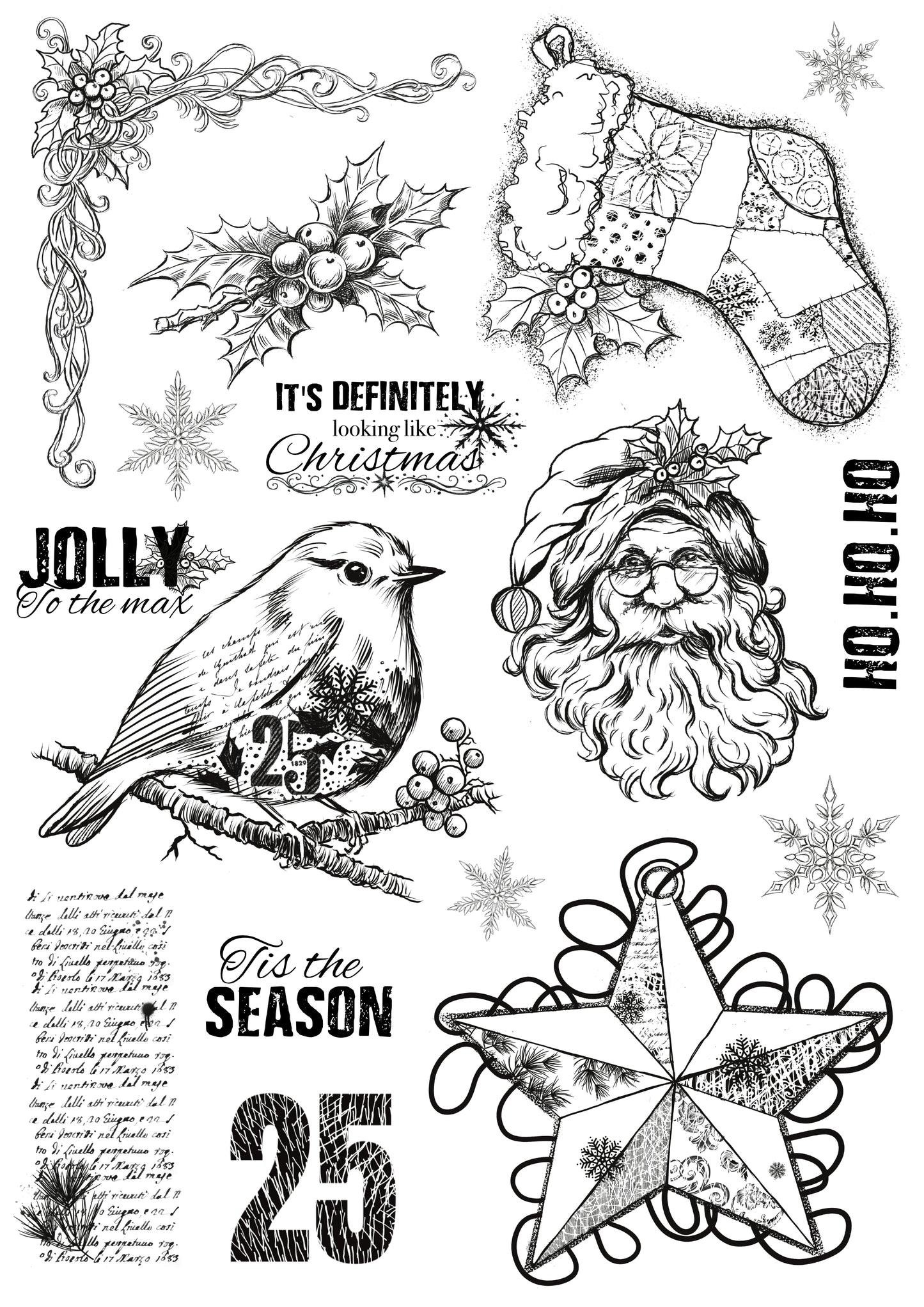 Yuletide Felicitations - A4 Photopolymer Stamp Set by Sheena