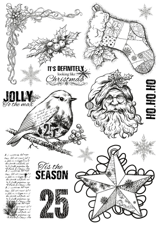 Yuletide Felicitations - A4 Photopolymer Stamp Set by Sheena