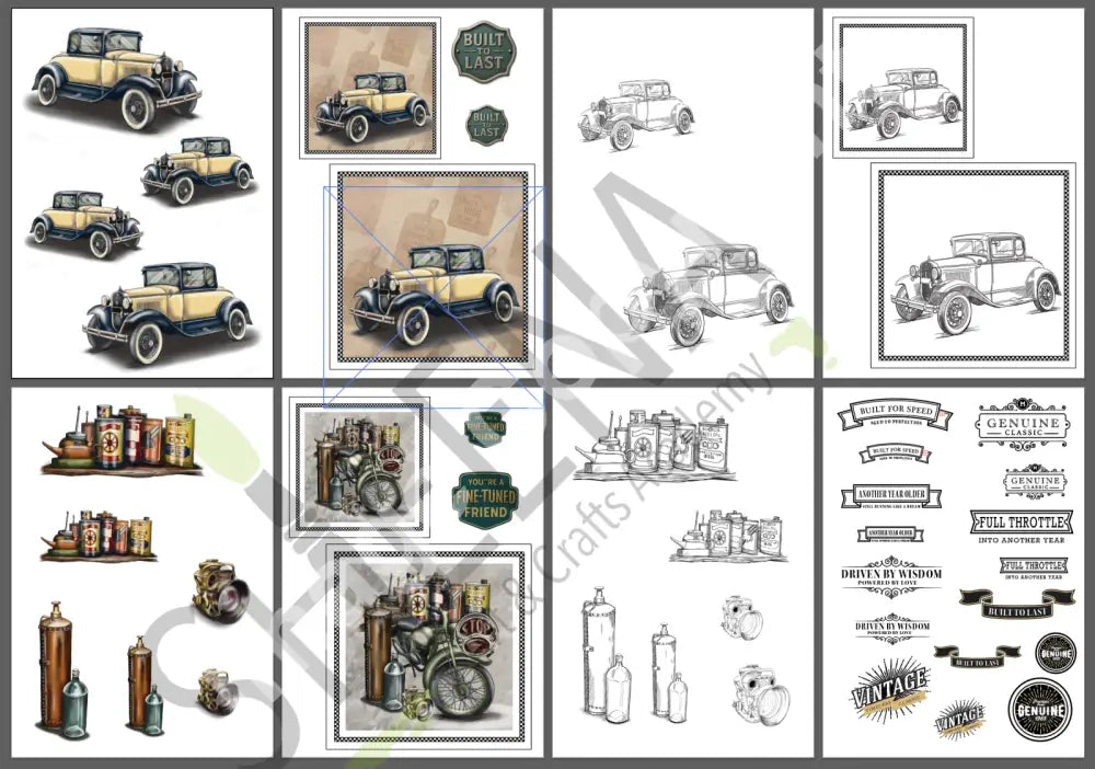 Garage Grunge:Tooled Up! Digital stamp topper and paper collection.