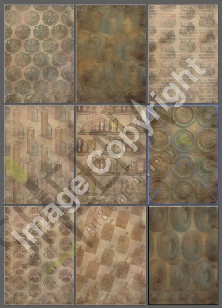 Garage Grunge:Tooled Up! Digital stamp topper and paper collection.